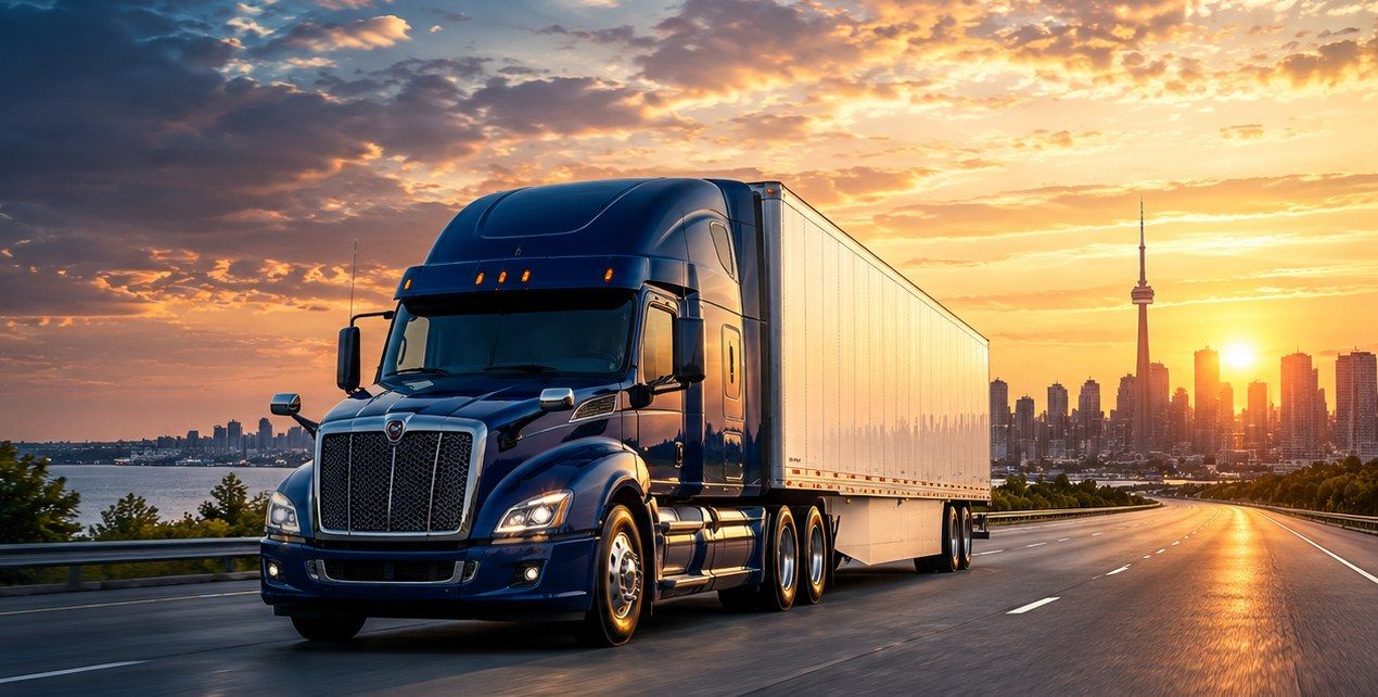Brightway tractor-trailer heading out of Toronto on the highway
